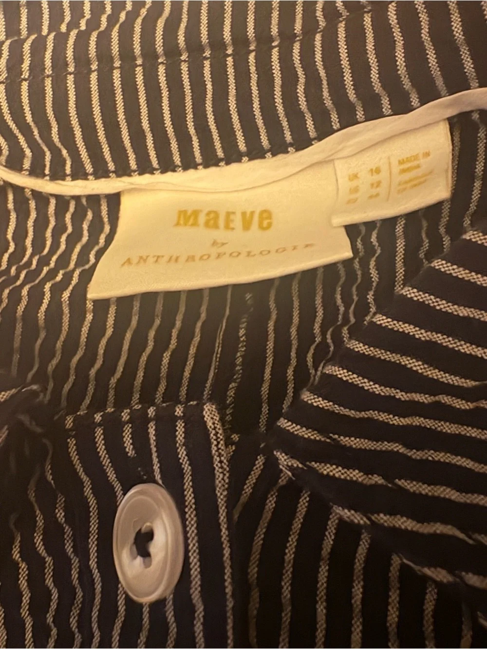 Maeve Navy and White Pinstripe Button-Front Jumpsuit - Picture 3 of 3